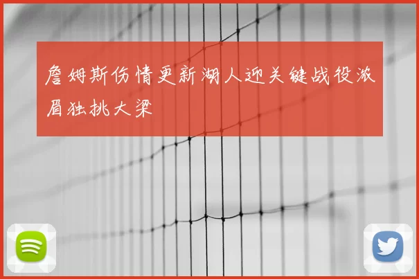 詹姆斯伤情更新湖人迎关键战役浓眉独挑大梁
